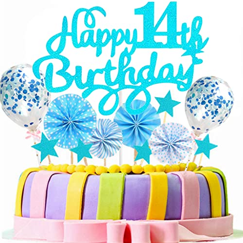 Conruich Tortendeko 14. Geburtstag Junge mädchen, Kuchen Topper Happy 14th Birthday, Kuchendeko 14. Geburtstag Jungen, Cake Topper Geburtstag Ballon Konfetti für Geburtstagstorte Deko 14 Jahre mädchen Conruich Tortendeko 14. Geburtstag Junge mädchen, Kuchen Topper Happy 14th Birthday, Kuchendeko 14. Geburtstag Jungen, Cake Topper Geburtstag Ballon Konfetti für Geburtstagstorte Deko 14 Jahre mädchen von Conruich