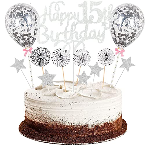 Conruich Tortendeko 15. Geburtstag Junge mädchen, Kuchen Topper Happy 15th Birthday, Kuchendeko 15. Geburtstag Jungen, Cake Topper Geburtstag Ballon Konfetti für Geburtstagstorte Deko 15 Jahre mädchen Conruich Tortendeko 15. Geburtstag Junge mädchen, Kuchen Topper Happy 15th Birthday, Kuchendeko 15. Geburtstag Jungen, Cake Topper Geburtstag Ballon Konfetti für Geburtstagstorte Deko 15 Jahre mädchen von Conruich