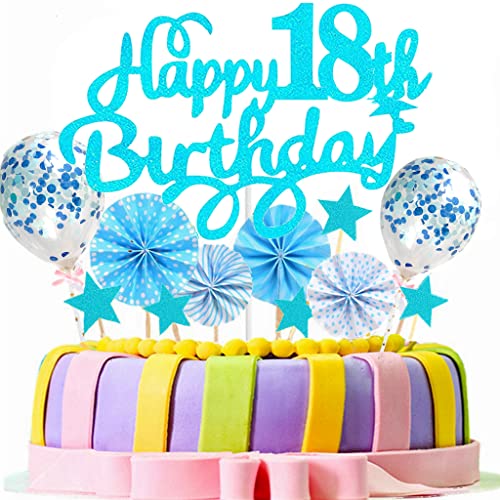 Conruich Tortendeko 18. Geburtstag Junge mädchen, Kuchen Topper Happy 18th Birthday, Kuchendeko 18. Geburtstag Jungen, Cake Topper Geburtstag Ballon Konfetti für Geburtstagstorte Deko 18 Jahre mädchen Conruich Tortendeko 18. Geburtstag Junge mädchen, Kuchen Topper Happy 18th Birthday, Kuchendeko 18. Geburtstag Jungen, Cake Topper Geburtstag Ballon Konfetti für Geburtstagstorte Deko 18 Jahre mädchen von Conruich