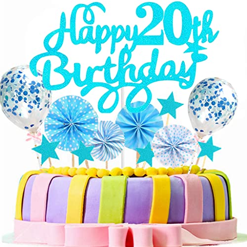 Conruich Tortendeko 20 Geburtstag Frau Mann, Kuchen Topper Happy 20th Birthday, Kuchendeko 20. Geburtstag Männer, Cake Topper Geburtstag Ballon Konfetti für Geburtstagstorte Deko 20 Jahre Frauen Conruich Tortendeko 20 Geburtstag Frau Mann, Kuchen Topper Happy 20th Birthday, Kuchendeko 20. Geburtstag Männer, Cake Topper Geburtstag Ballon Konfetti für Geburtstagstorte Deko 20 Jahre Frauen von Conruich