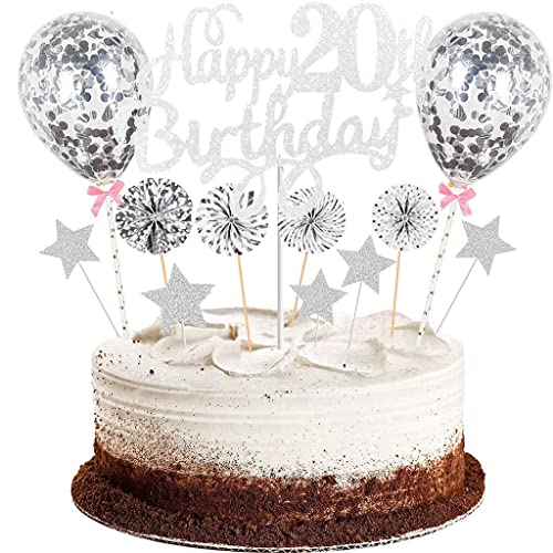 Conruich Tortendeko 20. Geburtstag Frau Mann, Kuchen Topper Happy 20th Birthday, Kuchendeko 20. Geburtstag Männer, Cake Topper Geburtstag Ballon Konfetti für Geburtstagstorte Deko 20 Jahre Frauen Conruich Tortendeko 20. Geburtstag Frau Mann, Kuchen Topper Happy 20th Birthday, Kuchendeko 20. Geburtstag Männer, Cake Topper Geburtstag Ballon Konfetti für Geburtstagstorte Deko 20 Jahre Frauen von Conruich