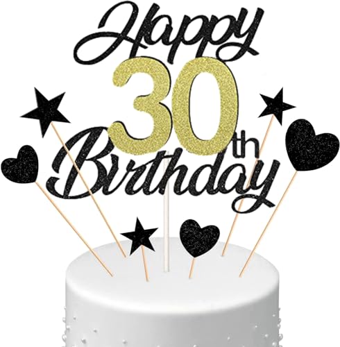 Conruich Tortendeko 30. Geburtstag Mann, Kuchen Topper Happy 30th Birthday Schwarz, Glitzer Kuchen Deko 30. Geburtstag Ballons Konfetti Papierfächer für Geburtstagstorte Deko 30 Jahre Frauen Männer Conruich Tortendeko 30. Geburtstag Mann, Kuchen Topper Happy 30th Birthday Schwarz, Glitzer Kuchen Deko 30. Geburtstag Ballons Konfetti Papierfächer für Geburtstagstorte Deko 30 Jahre Frauen Männer von Conruich
