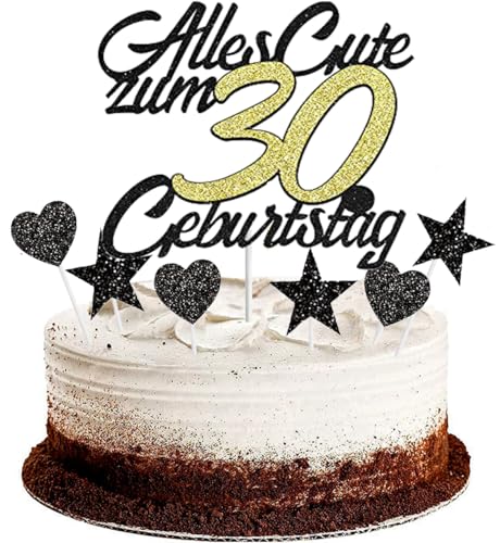 Conruich Tortendeko 30. Geburtstag Mann, Kuchendeko Happy 30th Birthday Schwarz, Glitzer Kuchen Topper 30. Alles Gute Geburtstag Ballons Konfetti für 30 Jahre Geburtstagstorte Deko Frauen Männer Conruich Tortendeko 30. Geburtstag Mann, Kuchendeko Happy 30th Birthday Schwarz, Glitzer Kuchen Topper 30. Alles Gute Geburtstag Ballons Konfetti für 30 Jahre Geburtstagstorte Deko Frauen Männer von Conruich