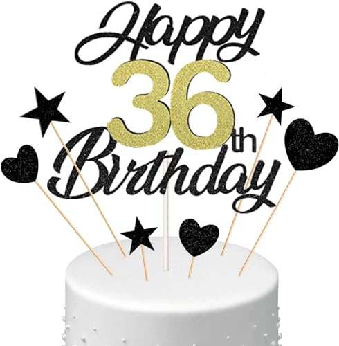 Conruich Tortendeko 36. Geburtstag Mann, Kuchen Topper Happy 36th Birthday Schwarz, Glitzer Kuchen Deko 36. Geburtstag Ballons Konfetti Papierfächer für Geburtstagstorte Deko 36 Jahre Frauen Männer Conruich Tortendeko 36. Geburtstag Mann, Kuchen Topper Happy 36th Birthday Schwarz, Glitzer Kuchen Deko 36. Geburtstag Ballons Konfetti Papierfächer für Geburtstagstorte Deko 36 Jahre Frauen Männer von Conruich