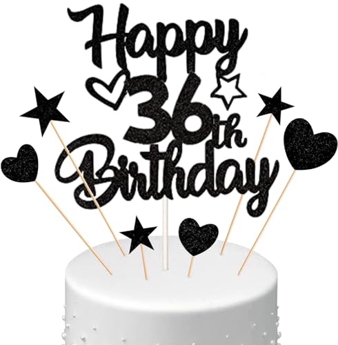 Conruich Tortendeko 36. Geburtstag Mann, Kuchendeko Happy 36th Birthday Schwarz, Glitzer Kuchen Topper 36. Geburtstag Ballons Konfetti Papierfächer für Geburtstagstorte Deko 36 Jahre Frauen Männer Conruich Tortendeko 36. Geburtstag Mann, Kuchendeko Happy 36th Birthday Schwarz, Glitzer Kuchen Topper 36. Geburtstag Ballons Konfetti Papierfächer für Geburtstagstorte Deko 36 Jahre Frauen Männer von Conruich