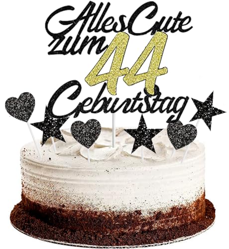 Conruich Tortendeko 44. Geburtstag Mann, Kuchendeko Happy 44th Birthday Schwarz, Glitzer Kuchen Topper 44. Alles Gute Geburtstag Ballons Konfetti für 44 Jahre Geburtstagstorte Deko Frauen Männer Conruich Tortendeko 44. Geburtstag Mann, Kuchendeko Happy 44th Birthday Schwarz, Glitzer Kuchen Topper 44. Alles Gute Geburtstag Ballons Konfetti für 44 Jahre Geburtstagstorte Deko Frauen Männer von Conruich