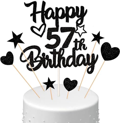 Conruich Tortendeko 57. Geburtstag Mann, Kuchendeko Happy 57th Birthday Schwarz, Glitzer Kuchen Topper 57. Geburtstag Ballons Konfetti Papierfächer für Geburtstagstorte Deko 57 Jahre Frauen Männer Conruich Tortendeko 57. Geburtstag Mann, Kuchendeko Happy 57th Birthday Schwarz, Glitzer Kuchen Topper 57. Geburtstag Ballons Konfetti Papierfächer für Geburtstagstorte Deko 57 Jahre Frauen Männer von Conruich