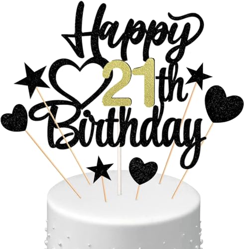 Conruich Tortendeko Happy Birthday Cake Topper 21. Geburtstag Mann Frau, Kuchendeko Happy 21th Birthday, Kuchen Topper 21. Geburtstag Ballons Konfetti für Geburtstagstorte Deko 21 Jahre Frauen Männer Conruich Tortendeko Happy Birthday Cake Topper 21. Geburtstag Mann Frau, Kuchendeko Happy 21th Birthday, Kuchen Topper 21. Geburtstag Ballons Konfetti für Geburtstagstorte Deko 21 Jahre Frauen Männer von Conruich