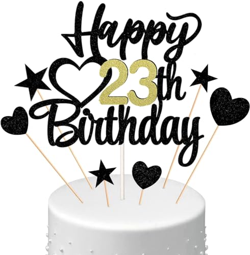Conruich Tortendeko Happy Birthday Cake Topper 23. Geburtstag Mann Frau, Kuchendeko Happy 23th Birthday, Kuchen Topper 23. Geburtstag Ballons Konfetti für Geburtstagstorte Deko 23 Jahre Frauen Männer Conruich Tortendeko Happy Birthday Cake Topper 23. Geburtstag Mann Frau, Kuchendeko Happy 23th Birthday, Kuchen Topper 23. Geburtstag Ballons Konfetti für Geburtstagstorte Deko 23 Jahre Frauen Männer von Conruich