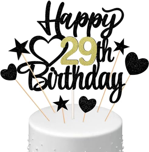 Conruich Tortendeko Happy Birthday Cake Topper 29. Geburtstag Mann Frau, Kuchendeko Happy 29th Birthday, Kuchen Topper 29. Geburtstag Ballons Konfetti für Geburtstagstorte Deko 29 Jahre Frauen Männer Conruich Tortendeko Happy Birthday Cake Topper 29. Geburtstag Mann Frau, Kuchendeko Happy 29th Birthday, Kuchen Topper 29. Geburtstag Ballons Konfetti für Geburtstagstorte Deko 29 Jahre Frauen Männer von Conruich
