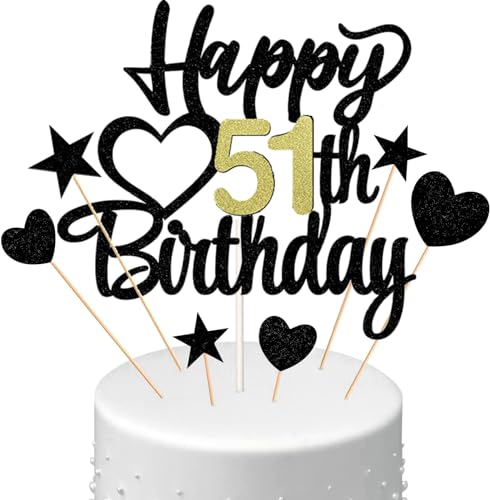 Conruich Tortendeko Happy Birthday Cake Topper 51. Geburtstag Mann Frau, Kuchendeko Happy 51th Birthday, Kuchen Topper 51. Geburtstag Ballons Konfetti für Geburtstagstorte Deko 51 Jahre Frauen Männer Conruich Tortendeko Happy Birthday Cake Topper 51. Geburtstag Mann Frau, Kuchendeko Happy 51th Birthday, Kuchen Topper 51. Geburtstag Ballons Konfetti für Geburtstagstorte Deko 51 Jahre Frauen Männer von Conruich
