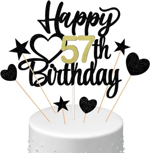 Conruich Tortendeko Happy Birthday Cake Topper 57. Geburtstag Mann Frau, Kuchendeko Happy 57th Birthday, Kuchen Topper 57. Geburtstag Ballons Konfetti für Geburtstagstorte Deko 57 Jahre Frauen Männer Conruich Tortendeko Happy Birthday Cake Topper 57. Geburtstag Mann Frau, Kuchendeko Happy 57th Birthday, Kuchen Topper 57. Geburtstag Ballons Konfetti für Geburtstagstorte Deko 57 Jahre Frauen Männer von Conruich
