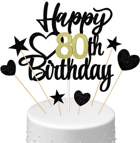 Conruich Tortendeko Happy Birthday Cake Topper 80. Geburtstag Mann Frau, Kuchendeko Happy 80th Birthday, Kuchen Topper 80. Geburtstag Ballons Konfetti für Geburtstagstorte Deko 80 Jahre Frauen Männer Conruich Tortendeko Happy Birthday Cake Topper 80. Geburtstag Mann Frau, Kuchendeko Happy 80th Birthday, Kuchen Topper 80. Geburtstag Ballons Konfetti für Geburtstagstorte Deko 80 Jahre Frauen Männer von Conruich