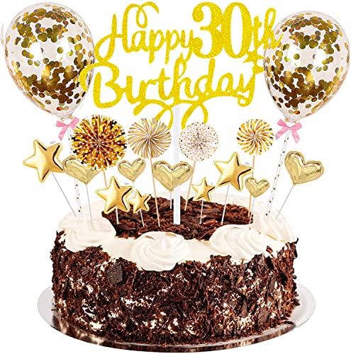 Conruich Tortendeko Happy Birthday Kuchendeko 30. Geburtstag Mann Frau, Kuchen Topper Happy 30th Birthday, Glitzer Kuchen Deko mit Ballons Konfetti für Geburtstagstorte Deko 30 Jahre Frauen Männer Conruich Tortendeko Happy Birthday Kuchendeko 30. Geburtstag Mann Frau, Kuchen Topper Happy 30th Birthday, Glitzer Kuchen Deko mit Ballons Konfetti für Geburtstagstorte Deko 30 Jahre Frauen Männer von Conruich
