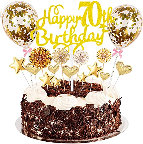 Conruich Tortendeko Happy Birthday Kuchendeko 70. Geburtstag Mann Frau, Kuchen Topper Happy 70th Birthday, Glitzer Kuchen Deko mit Ballons Konfetti für Geburtstagstorte Deko 70 Jahre Frauen Männer Conruich Tortendeko Happy Birthday Kuchendeko 70. Geburtstag Mann Frau, Kuchen Topper Happy 70th Birthday, Glitzer Kuchen Deko mit Ballons Konfetti für Geburtstagstorte Deko 70 Jahre Frauen Männer von Conruich
