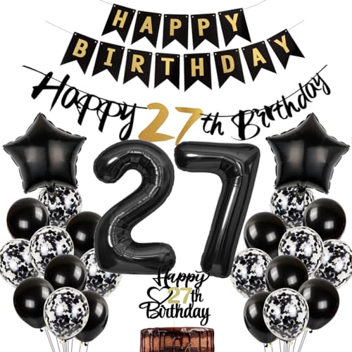 Conruich hei Luftballon 27. Geburtstag Dekoration Mann, Schwarz Geburtstagsdeko 27 Jahre Frau, Tortendeko Happy 27th Birthday Deko 27 Jahre Frauen, Schwarz Ballons 27. Geburtstag Deko Männer Frauen Conruich hei Luftballon 27. Geburtstag Dekoration Mann, Schwarz Geburtstagsdeko 27 Jahre Frau, Tortendeko Happy 27th Birthday Deko 27 Jahre Frauen, Schwarz Ballons 27. Geburtstag Deko Männer Frauen von Conruich