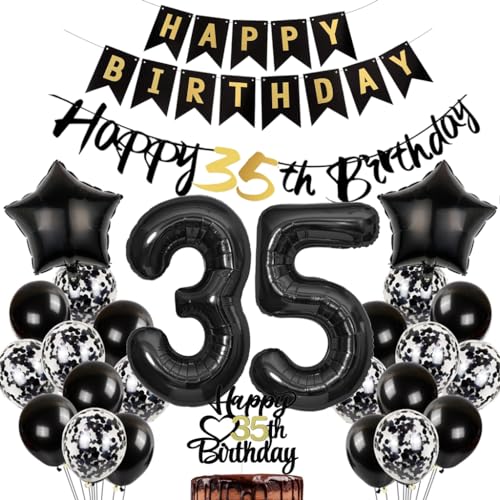 Conruich hei Luftballon 35. Geburtstag Dekoration Mann, Schwarz Geburtstagsdeko 35 Jahre Frau, Tortendeko Happy 35th Birthday Deko 35 Jahre Frauen, Schwarz Ballons 35. Geburtstag Deko Männer Frauen Conruich hei Luftballon 35. Geburtstag Dekoration Mann, Schwarz Geburtstagsdeko 35 Jahre Frau, Tortendeko Happy 35th Birthday Deko 35 Jahre Frauen, Schwarz Ballons 35. Geburtstag Deko Männer Frauen von Conruich