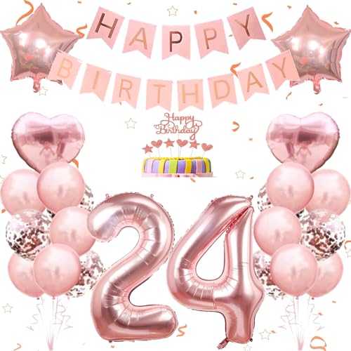 Conruich Deko 24. Geburtstag Frau, Geburtstagsdeko 24 Jahre Frau, Ballon 24 Geburtstag Dekoration Frauen, Rosegold Tortendeko Geburtstag 24 Jahre Frau, Happy Birthday Banner Deko 24. Geburtstag Frauen Conruich Deko 24. Geburtstag Frau, Geburtstagsdeko 24 Jahre Frau, Ballon 24 Geburtstag Dekoration Frauen, Rosegold Tortendeko Geburtstag 24 Jahre Frau, Happy Birthday Banner Deko 24. Geburtstag Frauen von Conruich