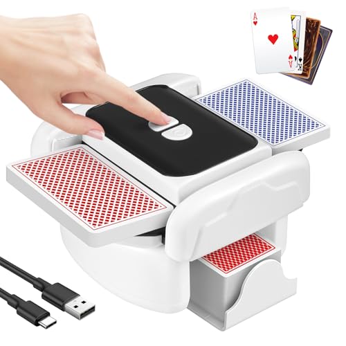 Automatischer Kartenmischer, Kartenmischmaschine Elektrisch mit Auto & Manueller Modus, 1-2 Decks, Geräuscharm, Schnelles Mischen für UNO, Poker, Texas Hold Em, Blackjack, Geschenk für Männer Automatischer Kartenmischer, Kartenmischmaschine Elektrisch mit Auto & Manueller Modus, 1-2 Decks, Geräuscharm, Schnelles Mischen für UNO, Poker, Texas Hold Em, Blackjack, Geschenk für Männer von Contraxump