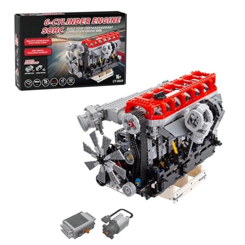 ControlCraze L6 Auto Klemmbausteine Motor Bausatz, Mocsage Inline 6-Cylinder SOHC Turbocharged Engine Building Blocks Set, Engine für Auto Spielzeug/Geschenk -2013 Stück von ControlCraze