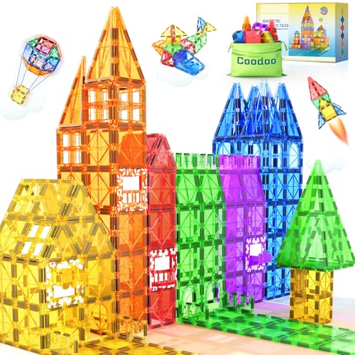 60magnetische Bausteine,Kinderspielzeug,STEM-Magnetblöcke,sensorisches Spielzeug, Kinderspiele, Magnet-Bauspielzeug für 3+ Jahre alte Jungen und Mädchen,Vorschul-, Kindergarten- und Kleinkindspielzeug von Coodoo