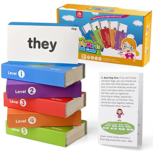 Coogam 520 Sight Words Learning Vocabulary Flash Cards, Dolch Fry High Frequency Site Word Educational Montessori Toy for Pre-k Kindergarten 1st 2nd 3rd Grade Homeschool von Coogam