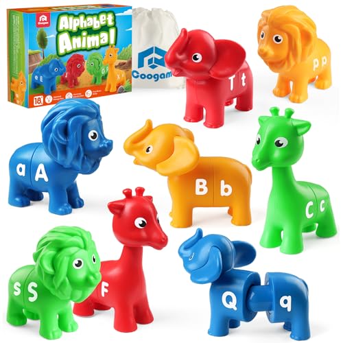 Coogam ABC Animal Letter Matching Spiel, 26PCS Groß- und Kleinschreibung Fein-Sport-Spielzeug, Vorschul-Puzzle Montessori Lernspielzeug für Kinder 2 3 4 Jahre alt von Coogam