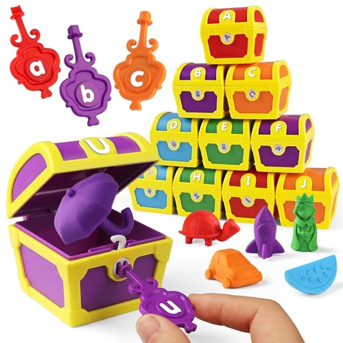 Coogam Alphabet-Lernspielzeug für Kinder, 26 Schatzschloss mit Schlüssel, Montessori-Geschenk für feine motorische Fähigkeiten für Kinder im Alter von 3-4-5 Coogam Alphabet-Lernspielzeug für Kinder, 26 Schatzschloss mit Schlüssel, Montessori-Geschenk für feine motorische Fähigkeiten für Kinder im Alter von 3-4-5 von Coogam