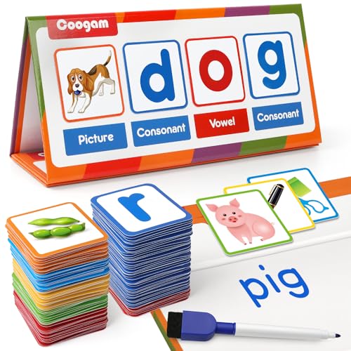 Coogam CVC Wortgenerator, magnetisches Desktop CVC Wortleser und Rechtschreibspielzeug, Montessori Bildungssprachspielzeug für Kinder im Alter von 3-4-5 Jahren von Coogam