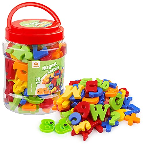 Coogam Großbuchstaben Kleinbuchstaben Buchstaben und Zahlen für Kinder A-Z Alphabet Kühlschrankmagnete Pädagogische Spielzeug für Vorschule ABC Lernen (78 Stück) von Coogam