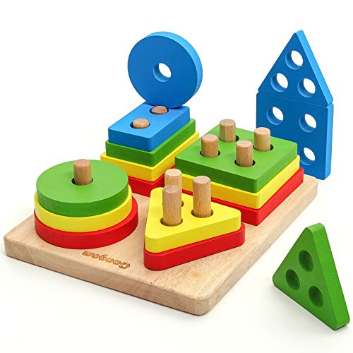 Coogam Holz Sortieren & Stapeln Spielzeug, Form Farberkennung Geometrische Blöcke Passende Puzzle mit Schnürschnur, Pädagogische Vorschule Lernen Brettspiel Geschenk für Kleinkinder Alter 1 2 3 Coogam Holz Sortieren & Stapeln Spielzeug, Form Farberkennung Geometrische Blöcke Passende Puzzle mit Schnürschnur, Pädagogische Vorschule Lernen Brettspiel Geschenk für Kleinkinder Alter 1 2 3 von Coogam