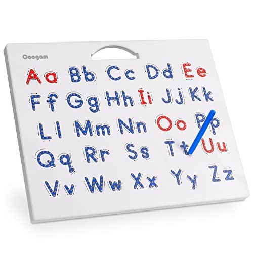 Coogam Magnetische Buchstaben-Übungstafel, Magnete, die ABC-Alphabet-Tafel nachzeichnen, Lernen zu schreiben, Lernspielzeug, Feinmotorik, Montessori-Geschenk für 3 4 5 Jahre alte Kinder von Coogam