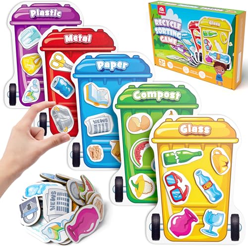 Coogam Magnetisches Mülltrennspiel, Montessori-Reispielzeug für Straßenflugzeuge, Mülltrennung und Recycling Lernen Puzzle-Geschenkspielzeug für Kinder im Alter von 3-4-5 von Coogam