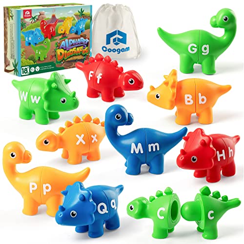 Coogam Matching Letters Feinmotorik Spielzeug, 26 PCS Double-Sided ABC Dinosaurier Alphabet Spiel mit Großbuchstaben Kleinbuchstaben, Vorschule pädagogische Montessori Lernspielzeug für Kleinkinder von Coogam