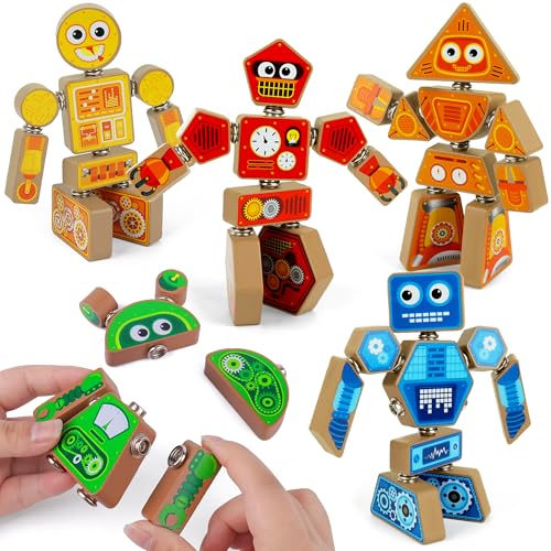Coogam Take-Apart Roboter Blöcke Playset, Holz Snap-Together STEM Gebäude Spielzeug, Feine Motor Konstruktion Builder, Farbe Form Bildungs Lernspielzeug Geschenk für Jungen Mädchen 3 4 5 Jahre alt Coogam Take-Apart Roboter Blöcke Playset, Holz Snap-Together STEM Gebäude Spielzeug, Feine Motor Konstruktion Builder, Farbe Form Bildungs Lernspielzeug Geschenk für Jungen Mädchen 3 4 5 Jahre alt von Coogam