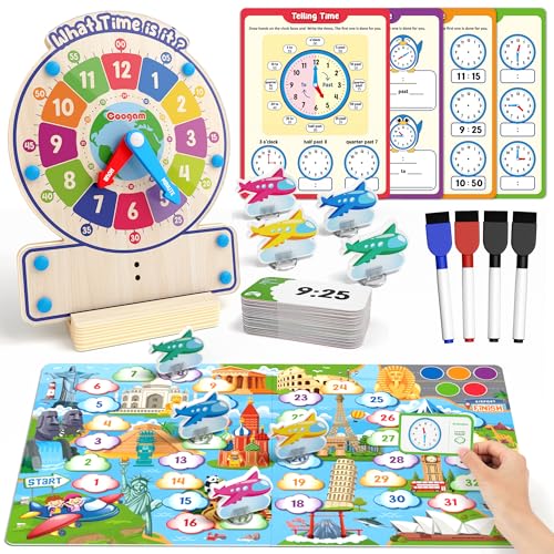 Coogam Wooden Clock Teaching Time Toy, Analog Digital Clock with Fly-Telling Time Board Game, Montessori Time Learning Educational Toy for 3 4 5 Year Old Homeschool Classroom Kids Coogam Wooden Clock Teaching Time Toy, Analog Digital Clock with Fly-Telling Time Board Game, Montessori Time Learning Educational Toy for 3 4 5 Year Old Homeschool Classroom Kids von Coogam