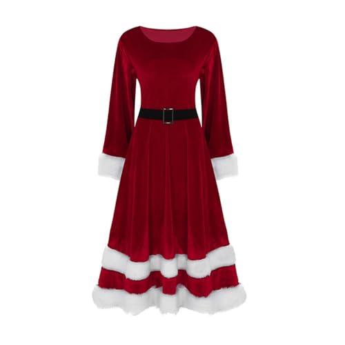 Cool&D Damen Weihnachtsmann Kostüm Weihnachtskleid Cosplay Kostüm Outfit Mid-Long Kleid Breite Saum Cool&D Damen Weihnachtsmann Kostüm Weihnachtskleid Cosplay Kostüm Outfit Mid-Long Kleid Breite Saum von Cool&D