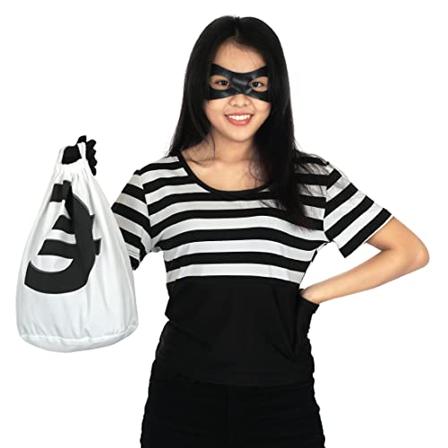 CoolChange Bankräuber Kostüm Set für Frauen mit Maske, Handschuhen und Geldbeutel, Größe: L von CoolChange