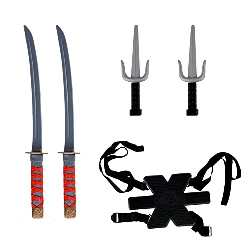 CoolChange Kinder Ninja Schwert Set für Samurai Kostüm | Kunststoff | Waffenset mit 2 Katana Schwerter, 2 Sai Dolche, Rückenholster CoolChange Kinder Ninja Schwert Set für Samurai Kostüm | Kunststoff | Waffenset mit 2 Katana Schwerter, 2 Sai Dolche, Rückenholster von CoolChange