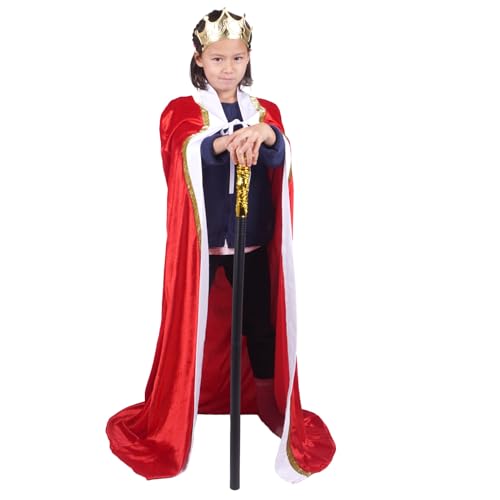 CoolChange König Kinderkostüm Set mit Umhang, Krone & Zepter | Kaiser Verkleidung | Kinder Königsmantel von CoolChange