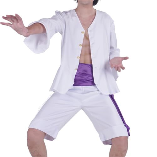 CoolChange Monkey D. Ruffy Gear 5 Kostüm | Nika Cosplay Verkleidung | Hemd, Hose und Schärpe | Weiß | Größe: XL von CoolChange