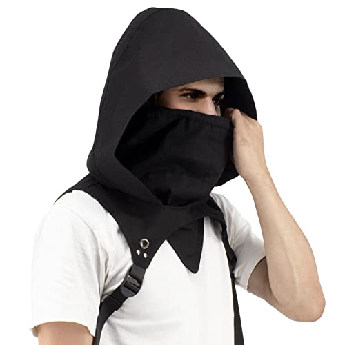 Kapuzen Sturmmaske mit Schultergurten & Maske | Cosplay Sturmhaube für Assassinen Kostüm | Kapuzen LARP & Gothic Verkleidung von CoolChange