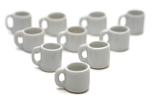 10 weiß-graue Kaffeetassen, Teetassen, ca. 1,2 cm, Puppenhaus-Miniaturen, Lebensmittel, Küche von CoolPrice Miniature