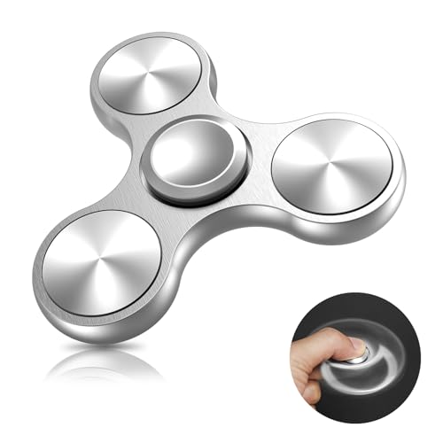 Coolden Fidget Spinner EDC Fidget Toys Fidget Spinner Metall Edelstahl Lager 2-5 Min Hochgeschwindigkeit Hand Kreisel Anti Stress Spielzeug Tri-Spinner Fidget Spielzeug für Kinder Erwachsene Silber von Coolden