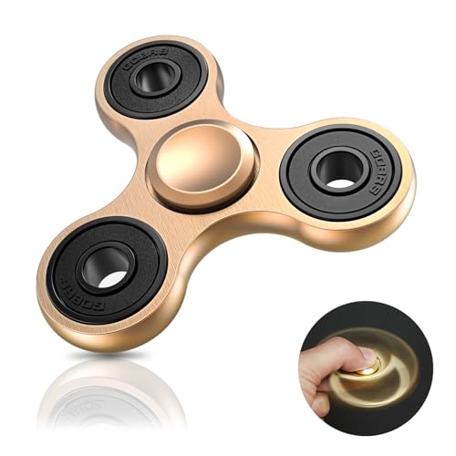 Coolden Fidget Spinner EDC Hand Spinner Fidget Metall Toy Edelstahl Lager 2-5 Min Hochgeschwindigkeit Finger Spinner Spielzeug ADHD Anti Angst Tri-Spinner Fidget Toys für Kinder Gold von Coolden