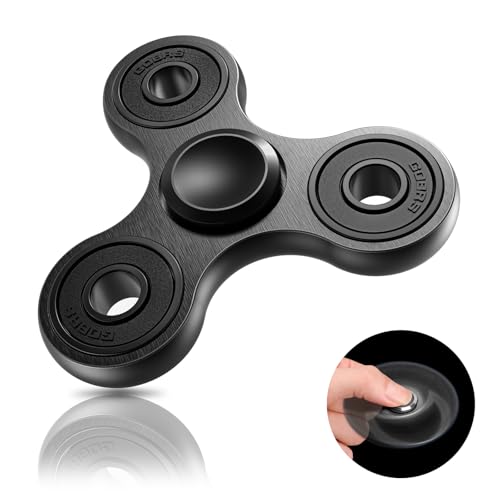 Coolden Fidget Spinner EDC Hand Spinner Fidget Toy Metall Edelstahl Lager 2-5 Min Hochgeschwindigkeit Finger Spinner Spielzeug ADHD Anti Angst Tri-Spinner Fidget Toy für Kinder Schwarz von Coolden