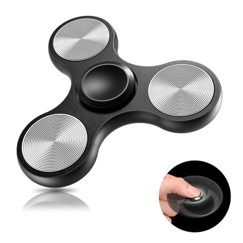 Coolden Fidget Spinner Metall EDC Hand Spinner Fidget Toys Edelstahl Lager 2-5 Min Hochgeschwindigkeit Finger Spinner Spielzeug ADHD Anti Angst Hand Kreisel Tri-Spinner Fidget Toy für Kinder Schwarz von Coolden