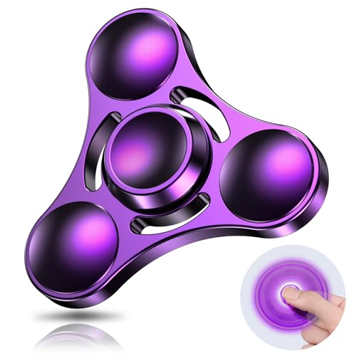 Coolden Fidget Spinner Metall Fidget Toys EDC Hand Spinner Edelstahl Lager 2-5 Min Hochwertig Finger Kreisel Spielzeug ADHD Anti Stress Spielzeug Tri-Spinner Fidget Toy für Erwachsene Kinder Violett von Coolden