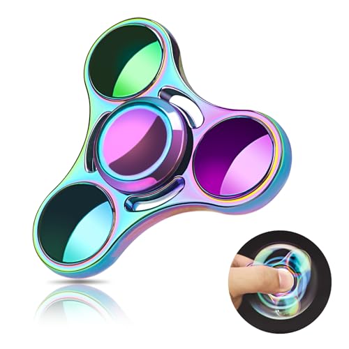 Coolden Fidget Spinner Metall Fidget Toys EDC Hand Spinner Edelstahl Lager 2-5 Min Hochwertig Finger Kreisel Spielzeug ADHD Anti Stress Spielzeug Tri-Spinner Fidget Toy für Erwachsene Kinder Bunt von Coolden
