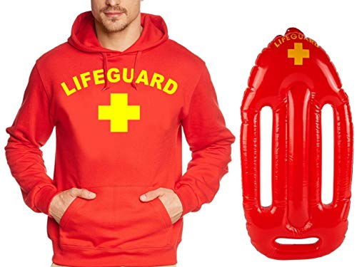 Coole-Fun-T-Shirts Lifeguard Schwimmboje Kostüm Rettungsschwimmer 2 teilig Set Hoodie ROT Gr.3XL von Coole-Fun-T-Shirts